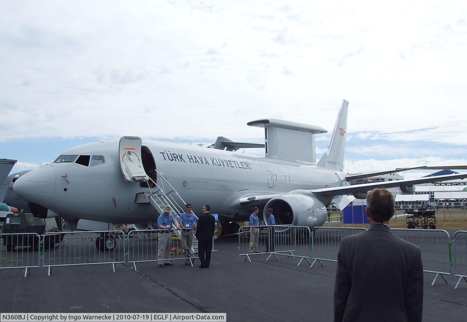 N360BJ, 2005 Boeing 737-7ES Peace Eagle C/N 33963, Boeing 737-7ES Wedgetail AEW-aircraft for the turkish air force at Farnborough International 2010