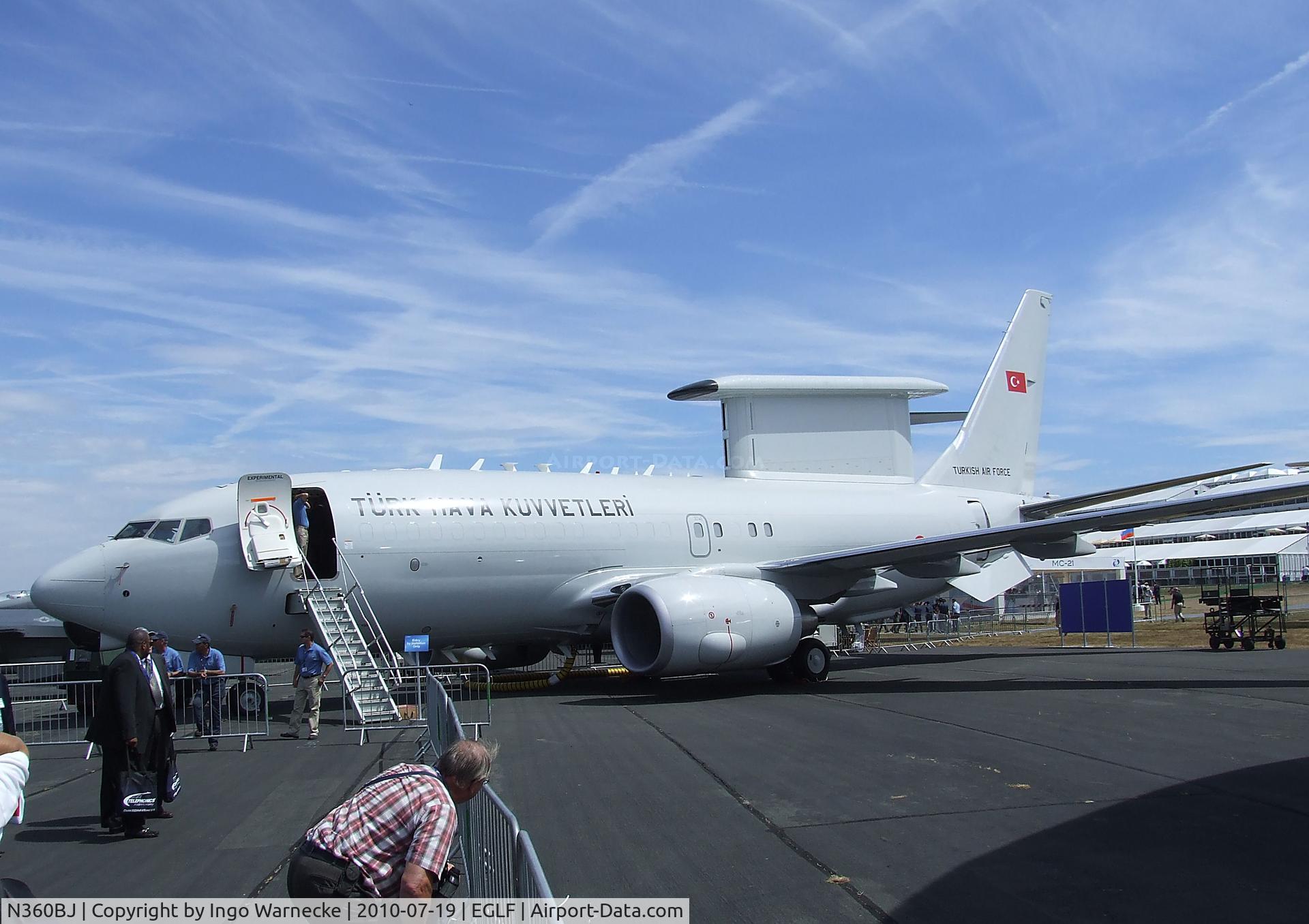 N360BJ, 2005 Boeing 737-7ES Peace Eagle C/N 33963, Boeing 737-7ES Wedgetail AEW-aircraft for the turkish air force at Farnborough International 2010