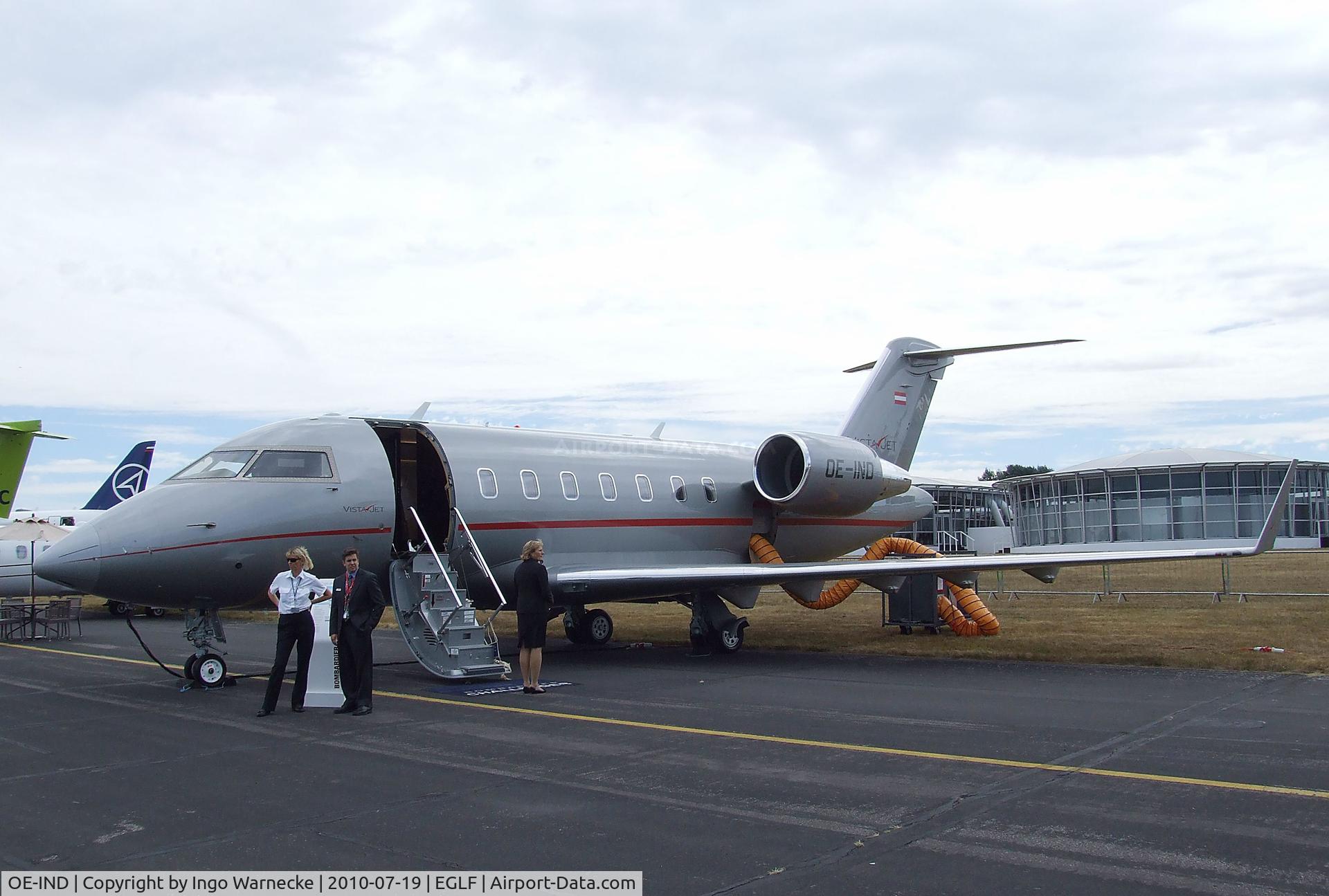 OE-IND, 2009 Bombardier Challenger 605 (CL-600-2B16) C/N 5797, Bombardier CL-600 Challenger 605 of Vistajet at Farnborough International 2010