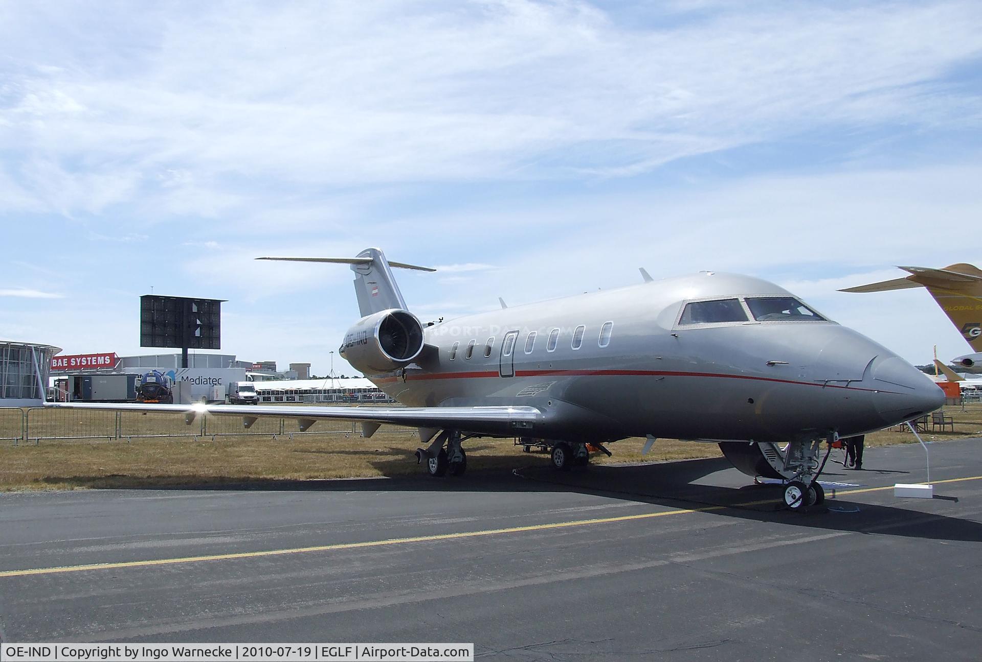 OE-IND, 2009 Bombardier Challenger 605 (CL-600-2B16) C/N 5797, Bombardier CL-600 Challenger 605 of Vistajet at Farnborough International 2010