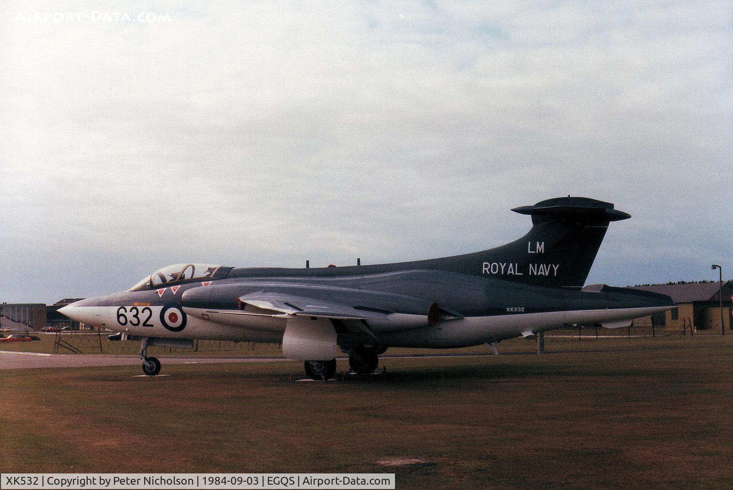 XK532, 1961 Blackburn Buccaneer S.1 C/N B3-06-60, Buccaneer S.1 was one of the gate guardians at RAF Lossiemouth in September 1984.