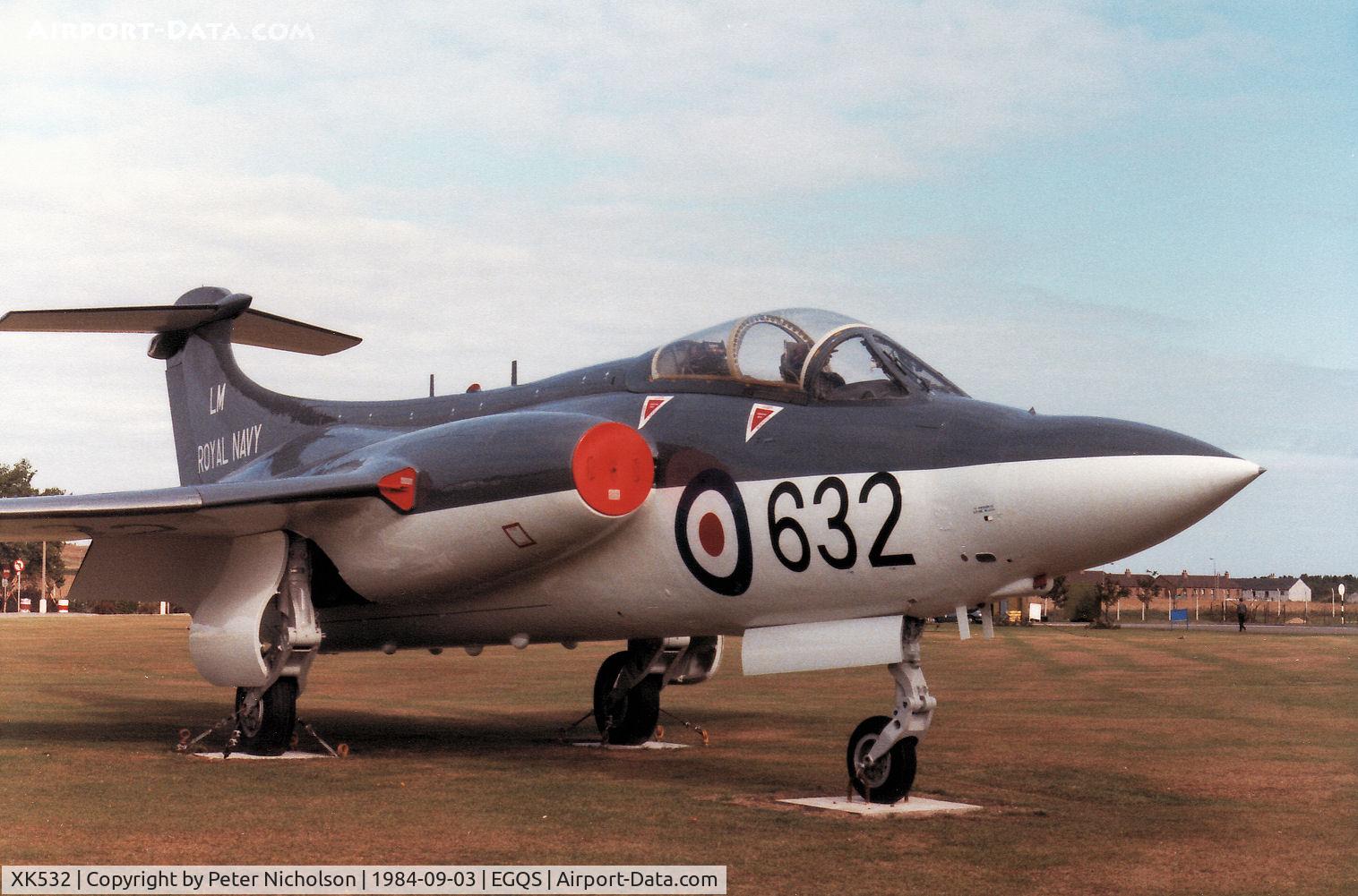 XK532, 1961 Blackburn Buccaneer S.1 C/N B3-06-60, One of three gate guardians at RAF Lossiemouth in September 1984 was this Buccaneer S.1.