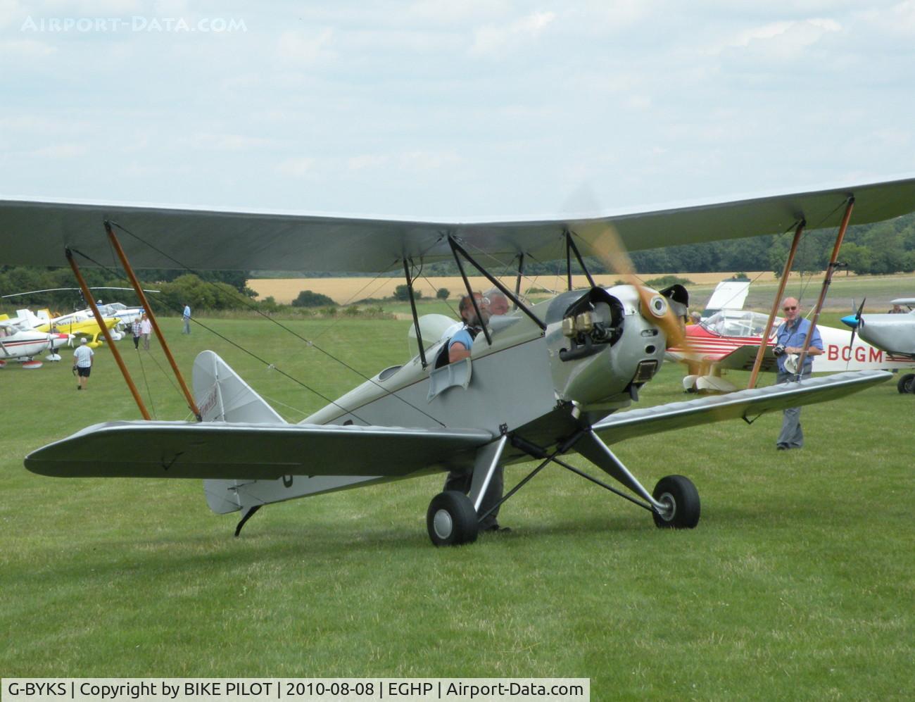 G-BYKS, 1952 Leopoldoff L-6 Colibri C/N 129, LEOPOLDOFF GETTING SOME ASSISTANCE TO THE TAXYWAY AT POPHAM AUSTER FLY-IN