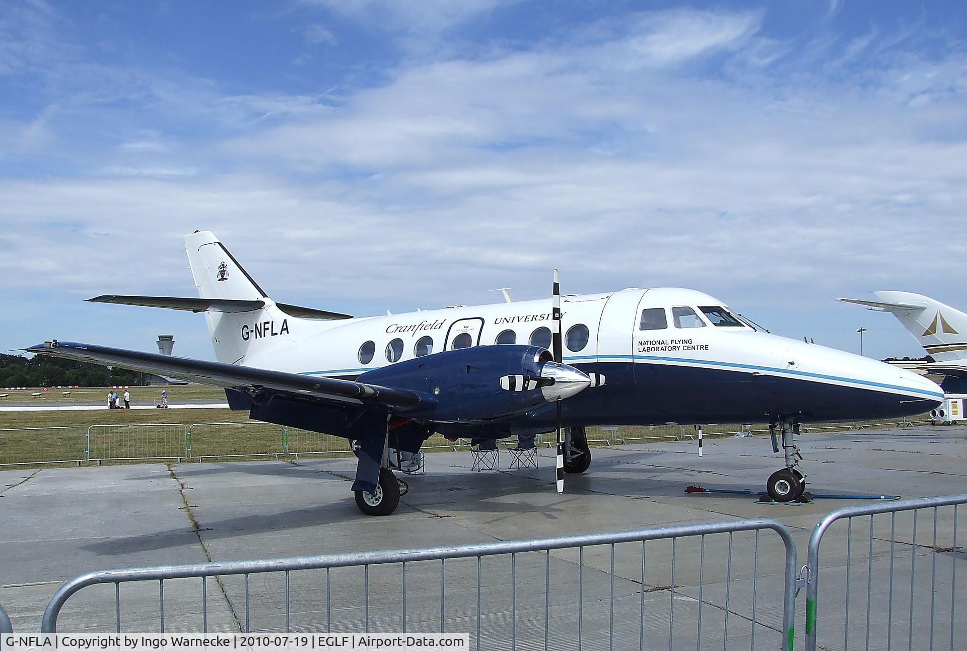 G-NFLA, 1984 British Aerospace BAe-3102 Jetstream 31 C/N 637, BAe Jetstream 3102 of Cranfield University / National Flying Laboratory Centre at Farnborough International 2010