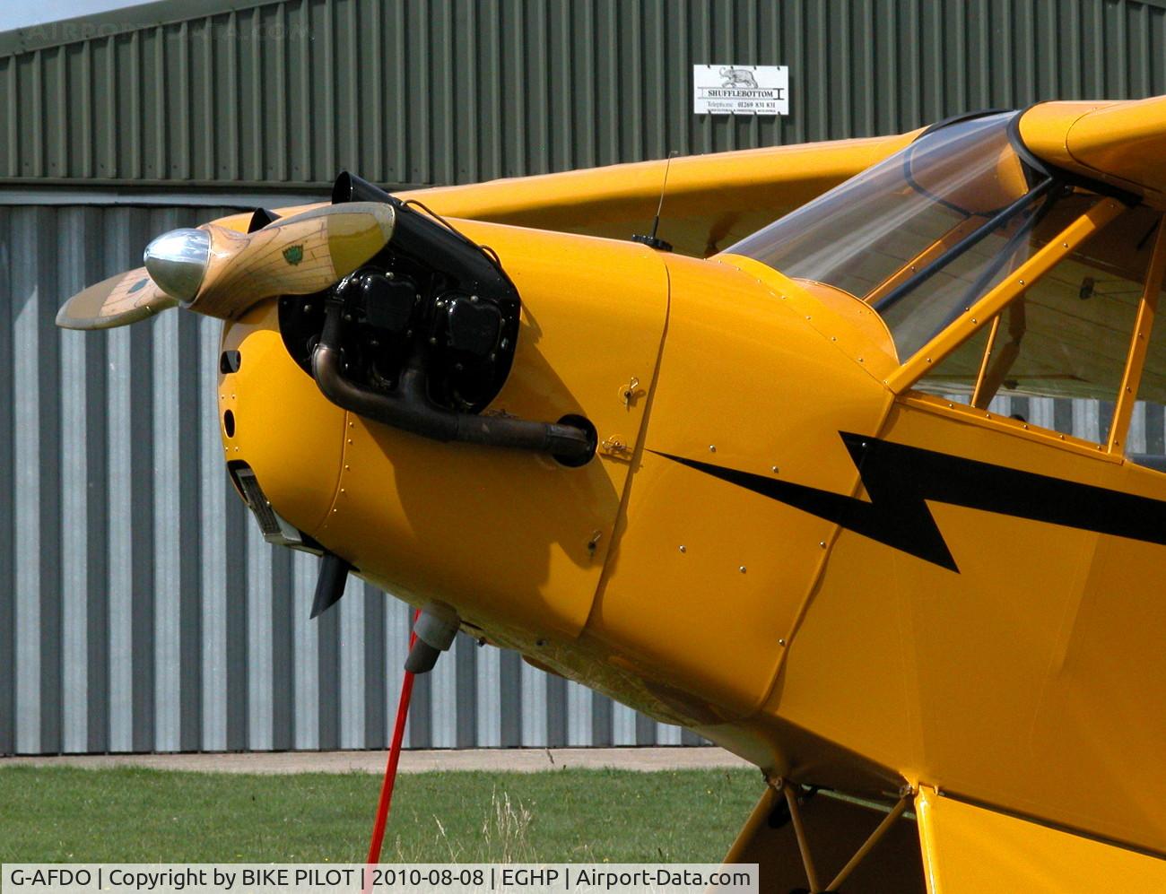 G-AFDO, 1938 Piper J3C-65 Cub Cub C/N 2593, CONTINENTAL MOTORS CORP A65-8. POPHAM AUSTER FLY-IN 2010-08-08.