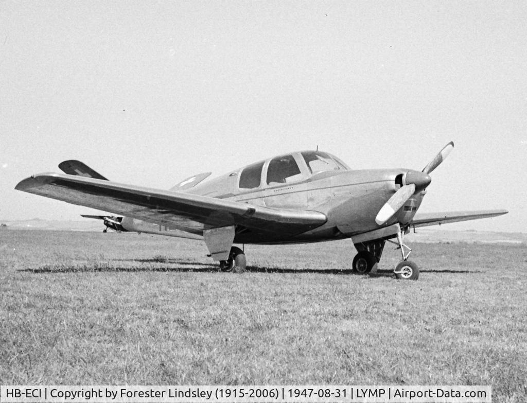 HB-ECI, 1947 Beechcraft D35 Bonanza C/N D-499, Taken at Lympne, UK 31st Aug, 1947.  The 