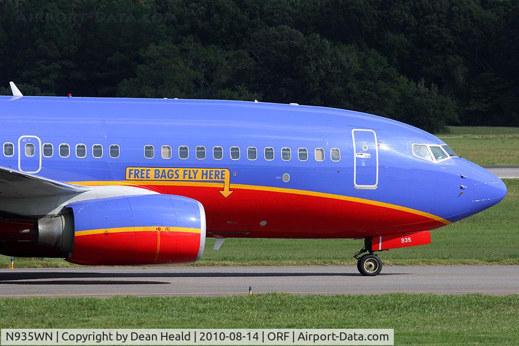 N935WN, 2009 Boeing 737-7H4 C/N 36641, Close-up shot of Southwest Airlines N935WN showing the 