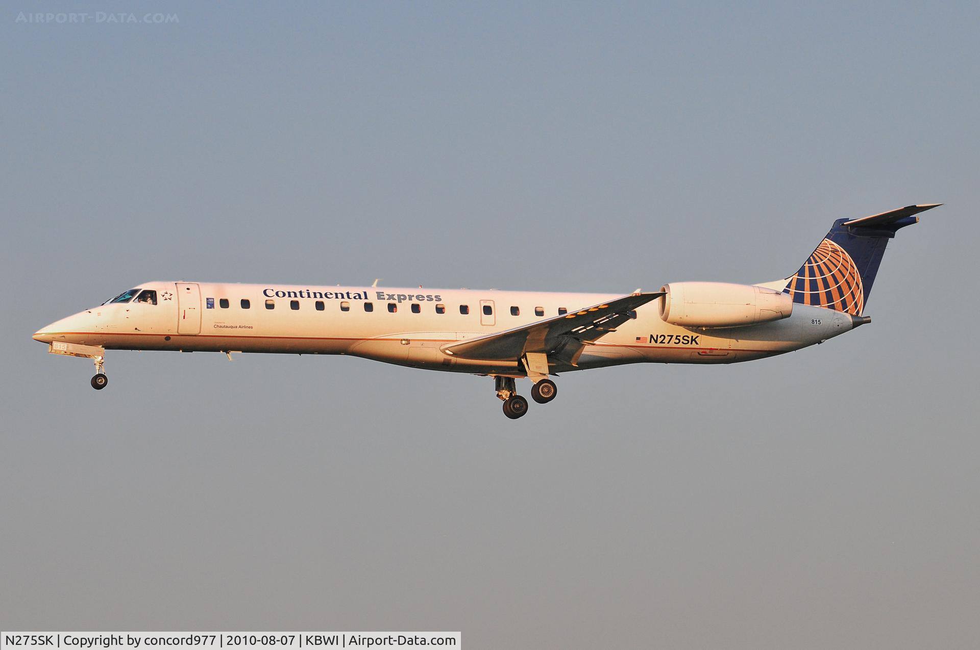 N275SK, 2000 Embraer EMB-145LR C/N 145345, Seen at KBWI on 8/7/2010
