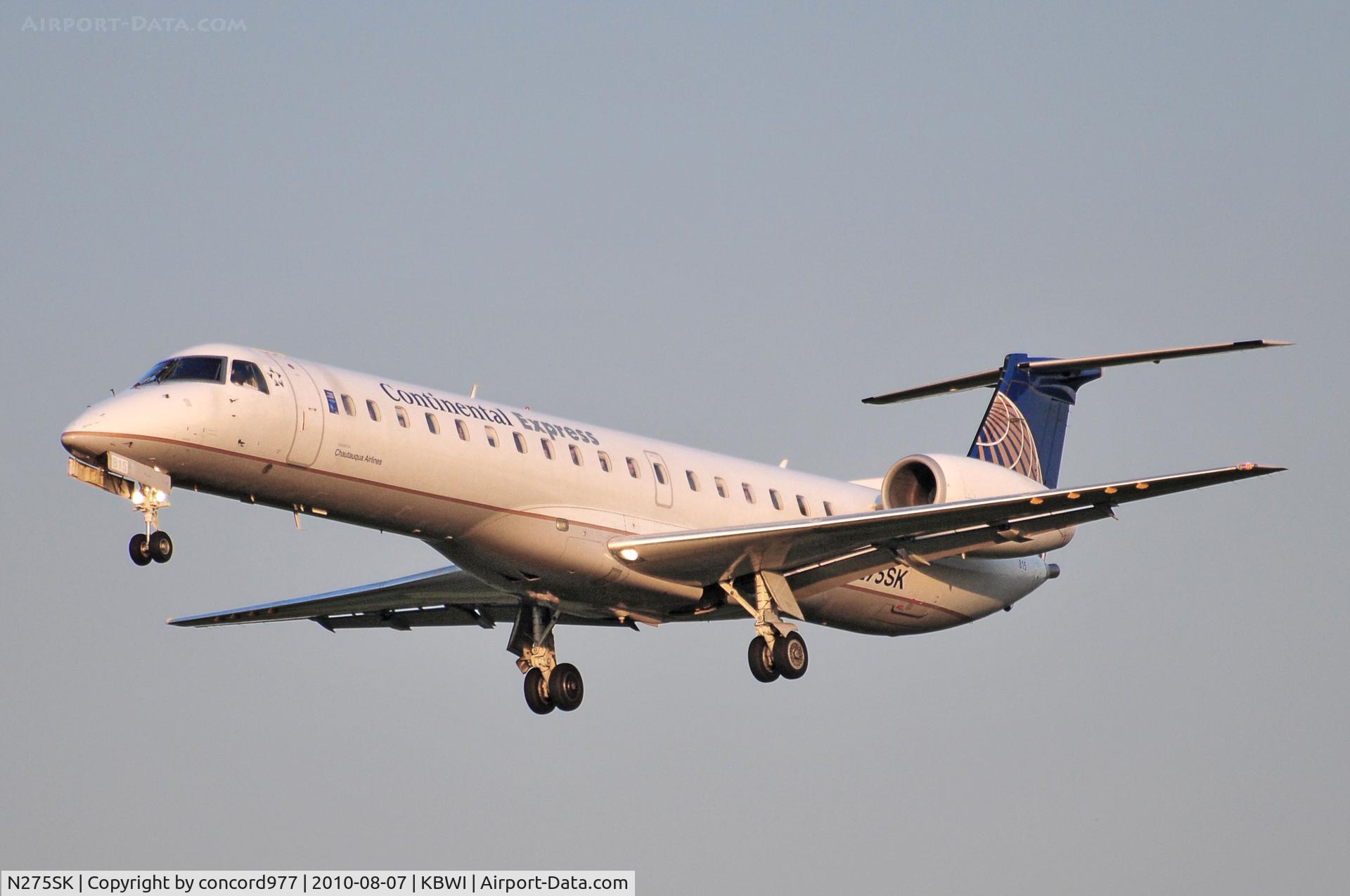 N275SK, 2000 Embraer EMB-145LR C/N 145345, Seen at KBWI on 8/7/2010