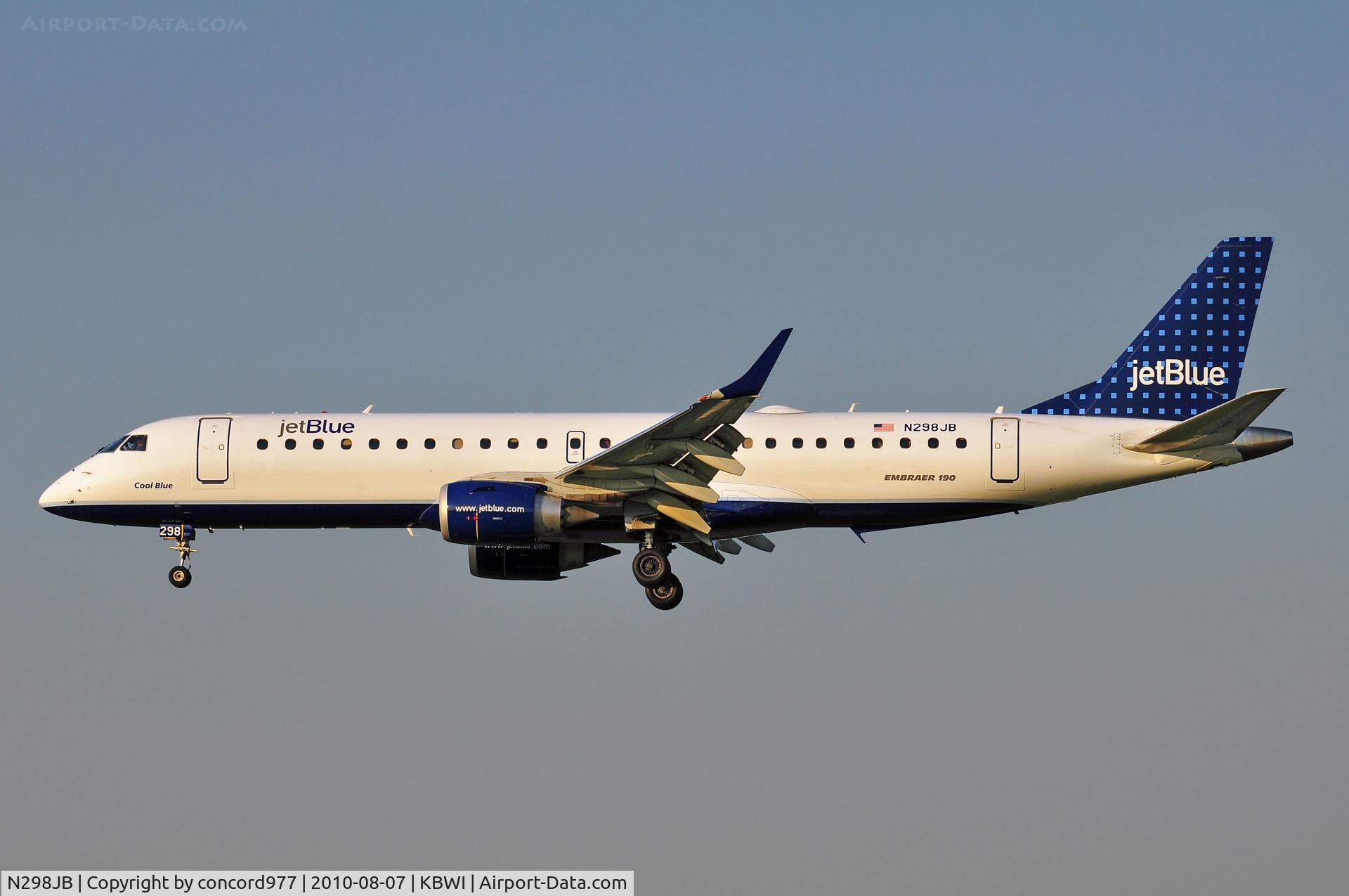 N298JB, 2009 Embraer 190AR (ERJ-190-100IGW) C/N 19000249, Seen at KBWI on 8/7/2010