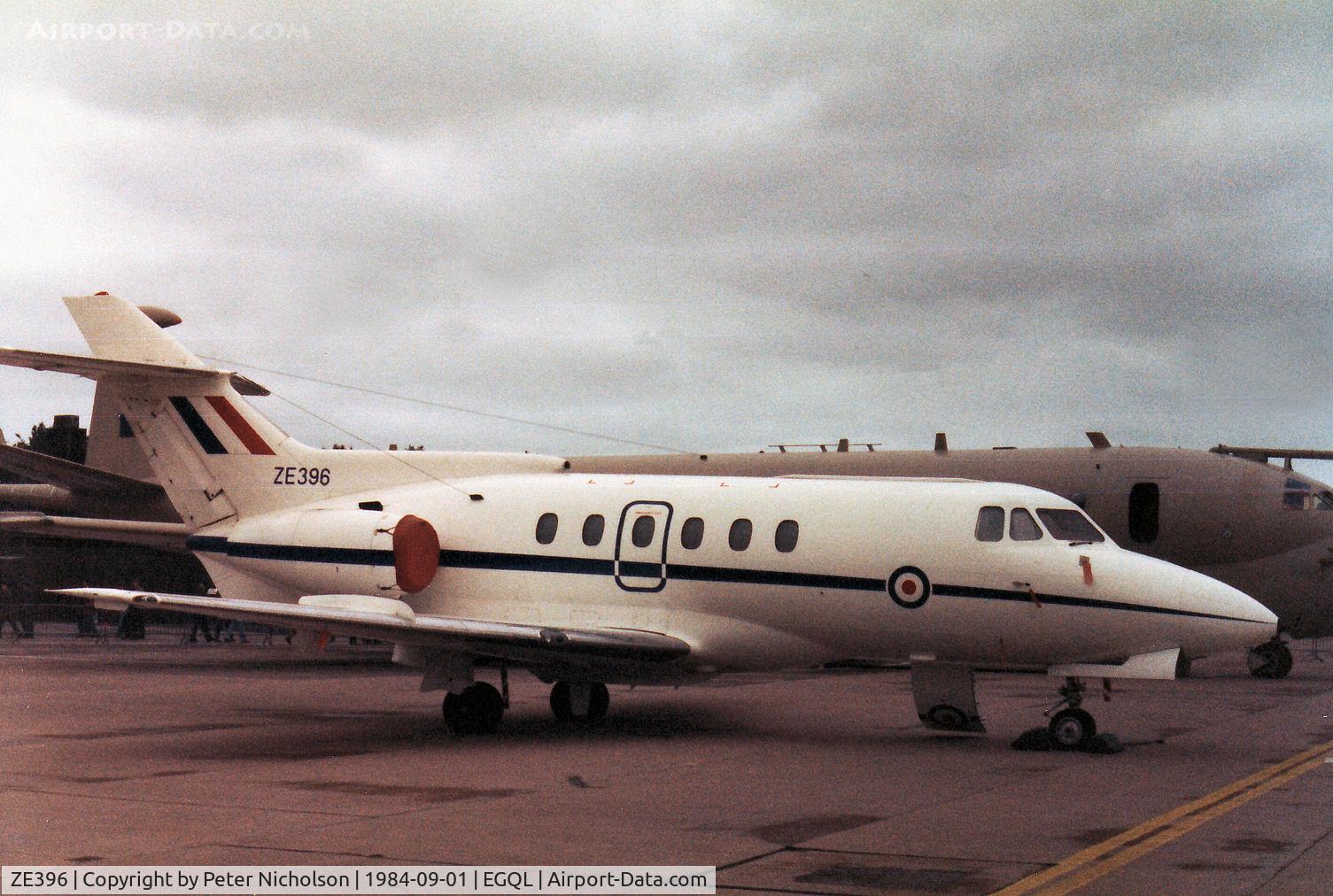 ZE396, British Aerospace BAe-125 CC.3 C/N 257211, BAe 125 CC.3 of RAF Northolt's 32 Squadron on display in the static park at the 1984 RAF Leuchars Airshow.