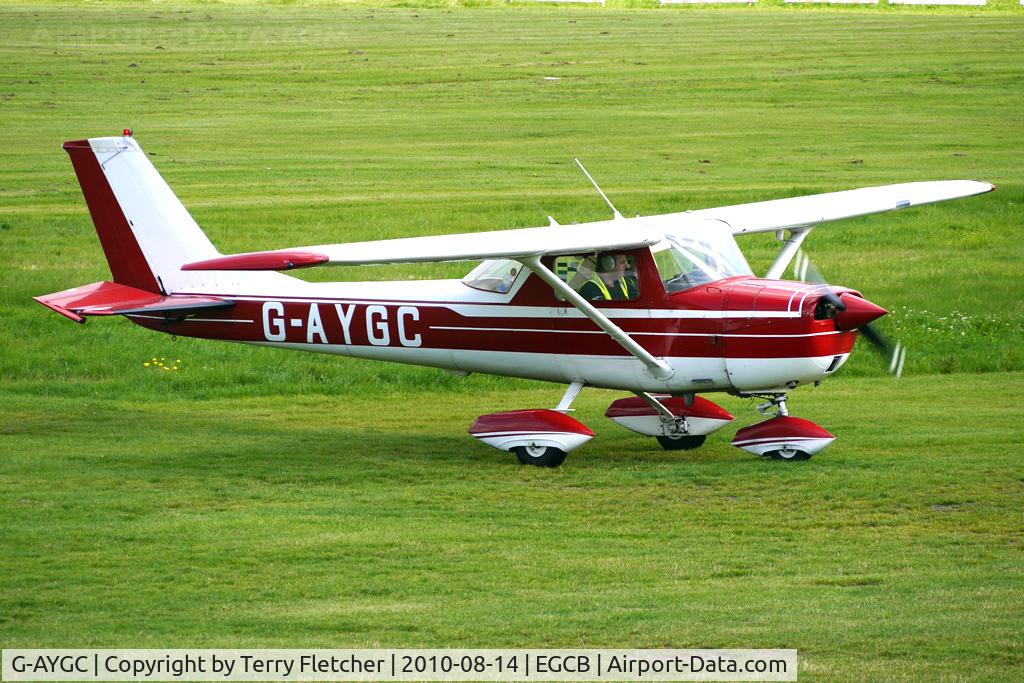 G-AYGC, 1970 Reims F150K C/N 0556, 1970 Reims Aviation Sa CESSNA F150K, c/n: 0556 taxies in at Manchester Barton