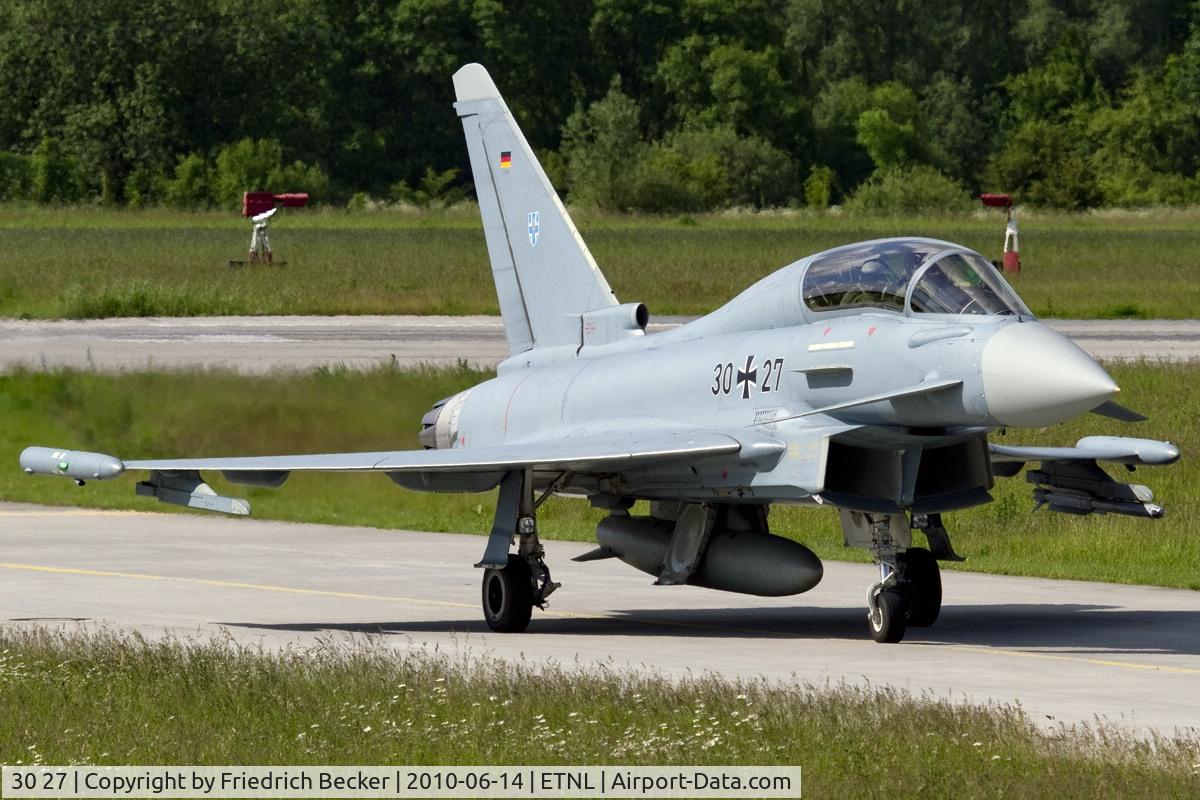 30 27, 2005 Eurofighter EF-2000 Typhoon T C/N GT011, taxying to the last chance position, final checks prior departure