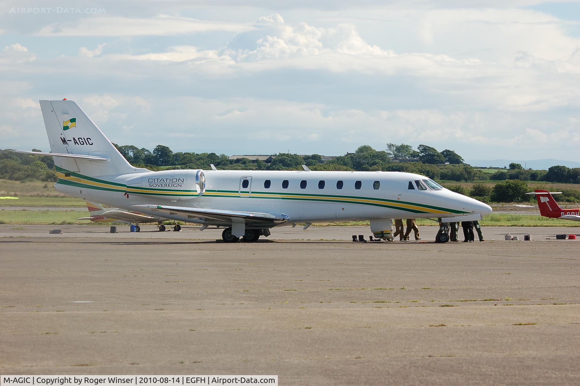 M-AGIC, 2007 Cessna 680 Citation Sovereign C/N 680-0138, Justair's Citation Sovereign visiting Swansea Airport.