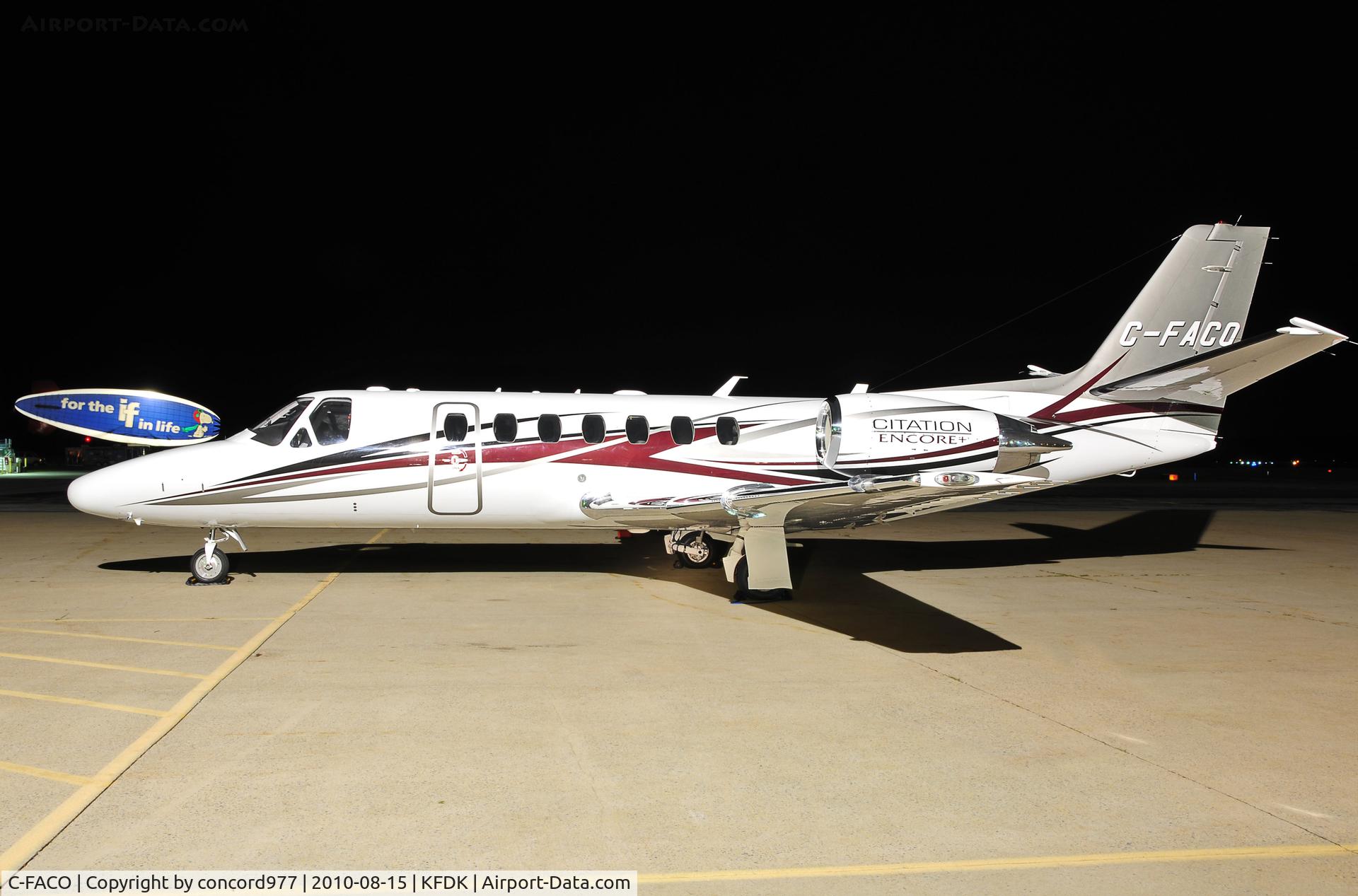 C-FACO, 2007 Cessna 560 Citation Encore+ C/N 560-0753, Seen at KFDK on 8/15/2010.  Immaculate!
