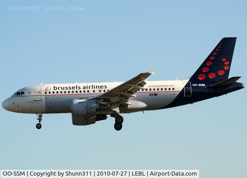 OO-SSM, 2000 Airbus A319-112 C/N 1388, Landing rwy 25R