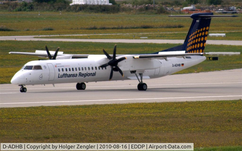 D-ADHB, 2001 De Havilland Canada DHC-8-402Q Dash 8 C/N 4029, From MUC just arrived at LEJ