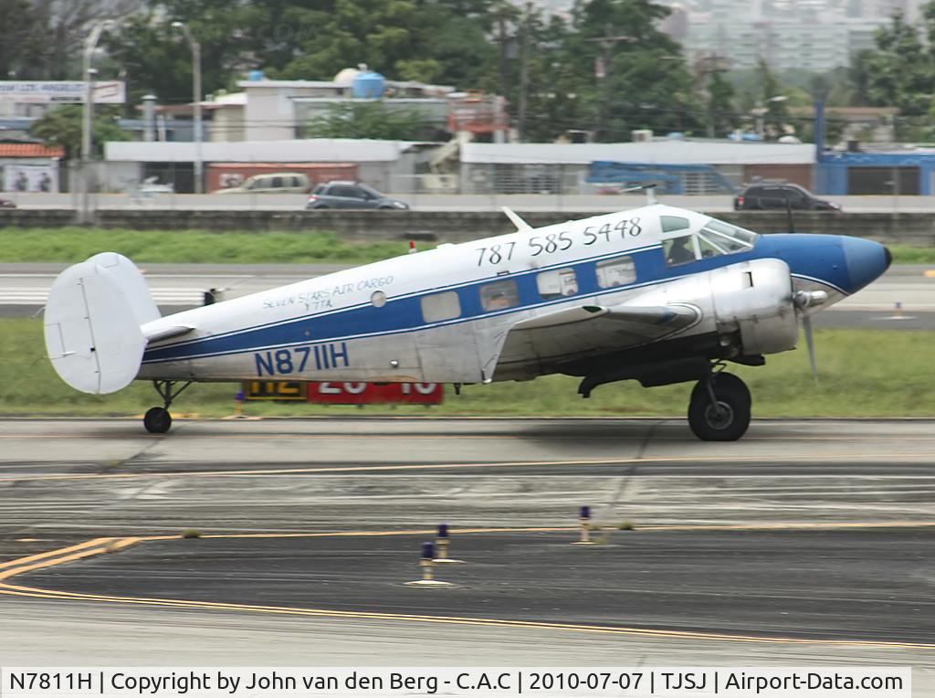 N7811H, 1946 Piper PA-12 Super Cruiser C/N 12-715, Seven Stars Air Cargo Beech E18S (BA-87) N8711H @ SJU / TJSJ
