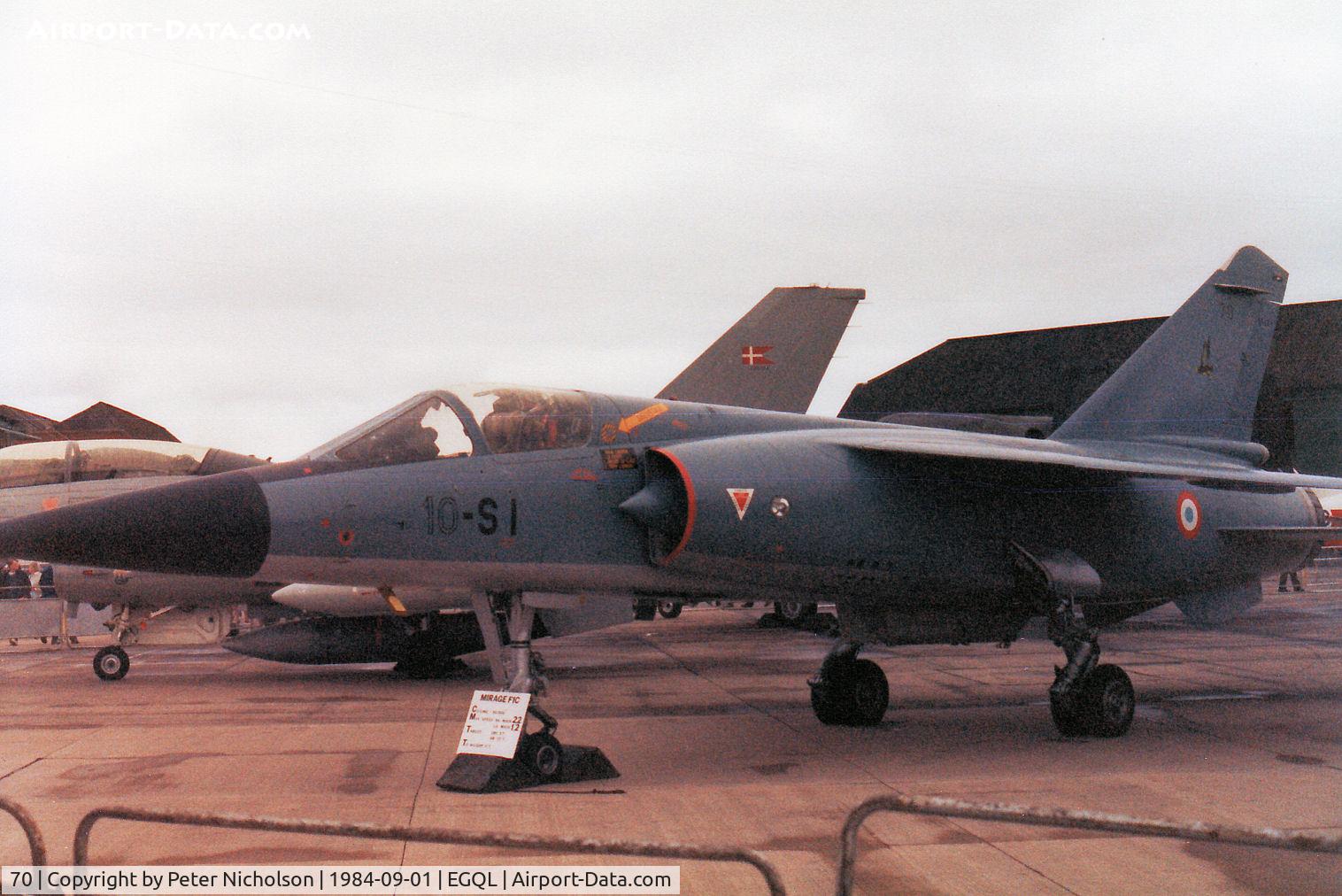 70, Dassault Mirage F.1C C/N 70, Mirage F.1 of French Air Force's EC.10 on display at the 1984 RAF Leuchars Airshow.