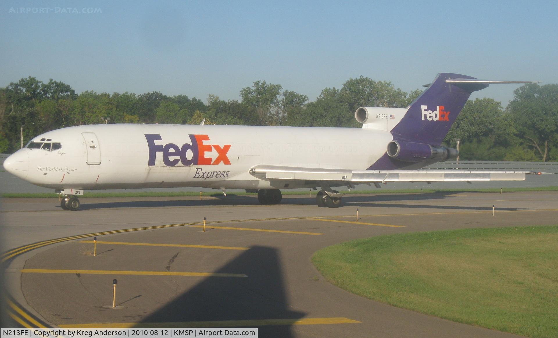 N213FE, 1984 Boeing 727-2S2F C/N 22935, FedEx 3-holer in line behind us for departure at MSP.