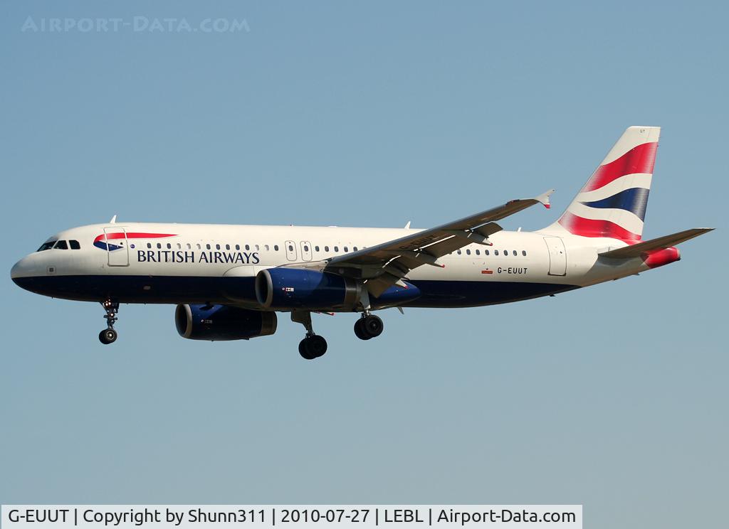 G-EUUT, 2007 Airbus A320-232 C/N 3314, Landing rwy 25R