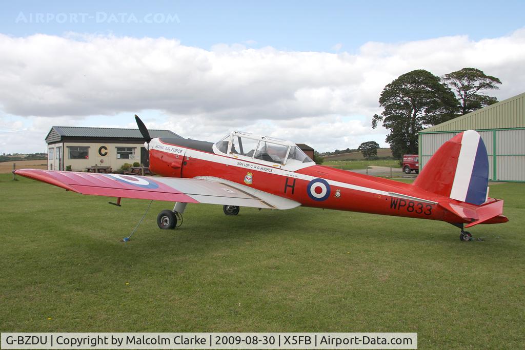G-BZDU, 1952 De Havilland DHC-1 Chipmunk T.10 C/N C1/0714, De Havilland DHC-1 Chipmunk 22 at Fishburn Airfield in August 2009.