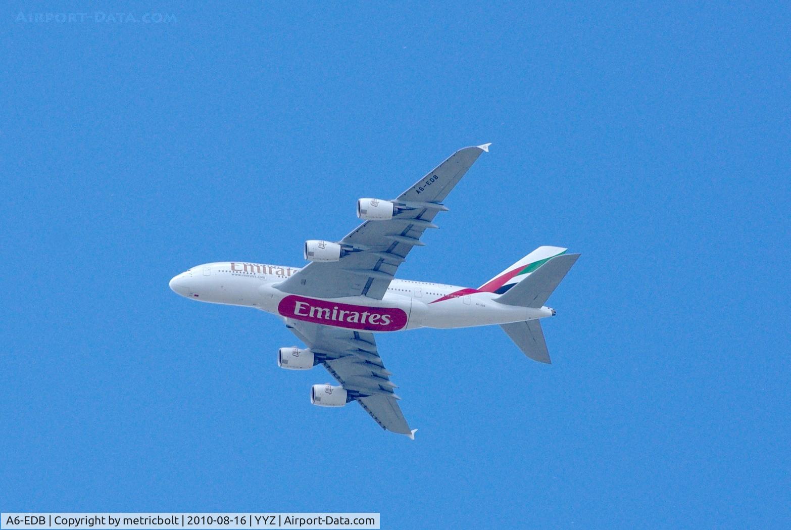 A6-EDB, 2008 Airbus A380-861 C/N 013, Over Richmond Hill,Ont,approaching YYZ