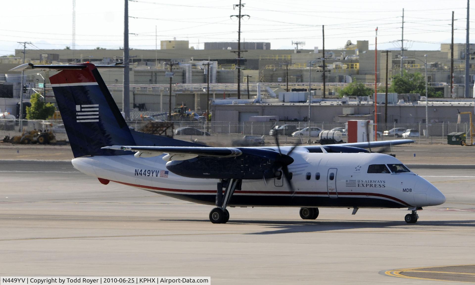 N449YV, 1996 De Havilland Canada DHC-8-202 Dash 8 C/N 449, Taxiing at PHX