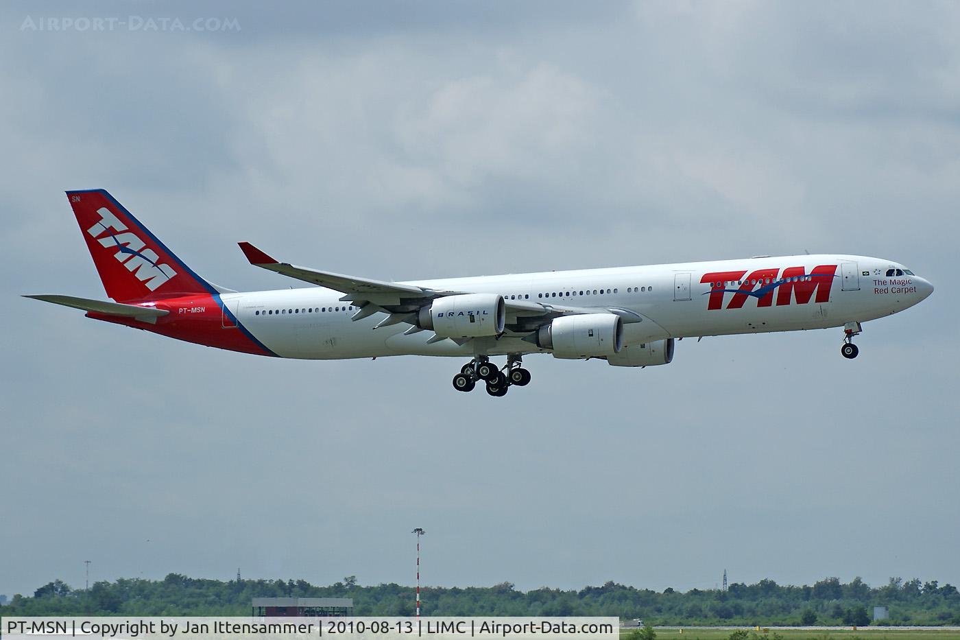 PT-MSN, 2003 Airbus A340-541 C/N 445, TAM - Linhas Aereas @ Malpensa