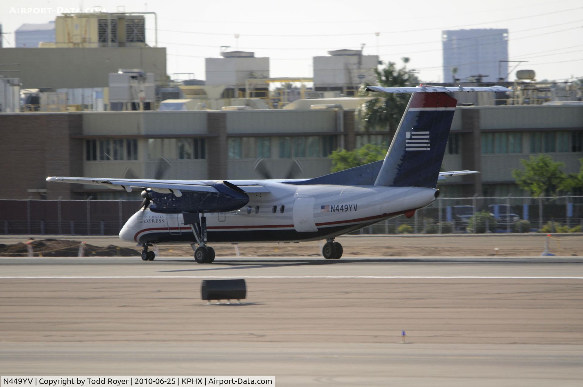 N449YV, 1996 De Havilland Canada DHC-8-202 Dash 8 C/N 449, Landing at PHX