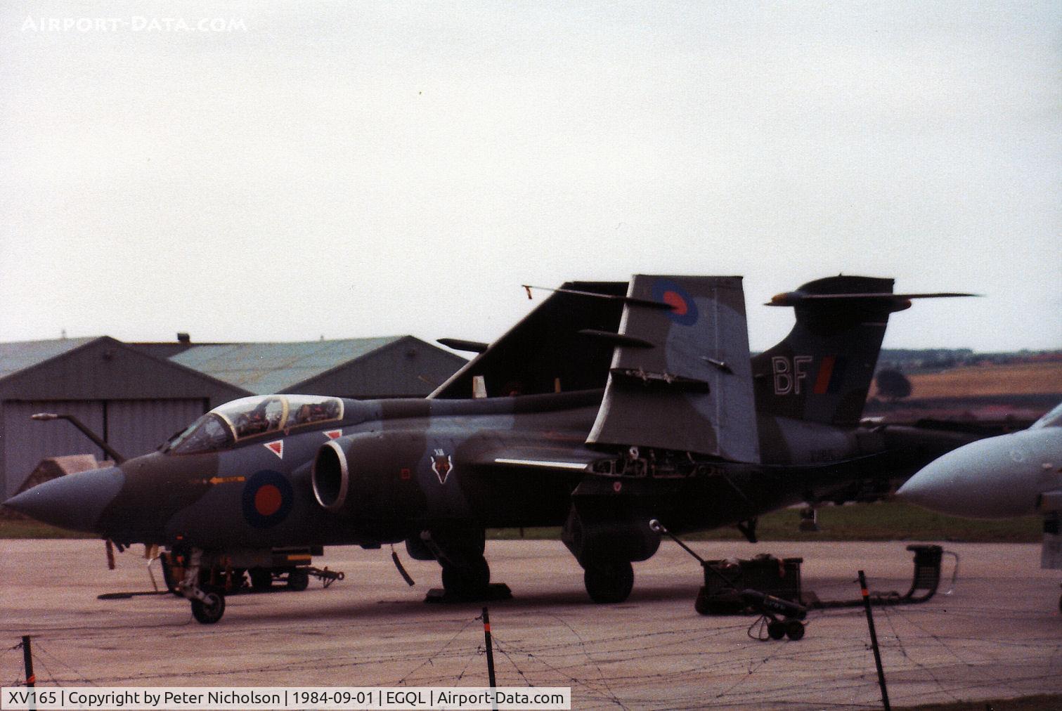 XV165, 1966 Hawker Siddeley Buccaneer S.2B C/N B3-06-66, Buccaneer S.2B of 12 Squadron at RAF Lossiemouth on the flight-line at the 1984 RAF Leuchars Airshow.