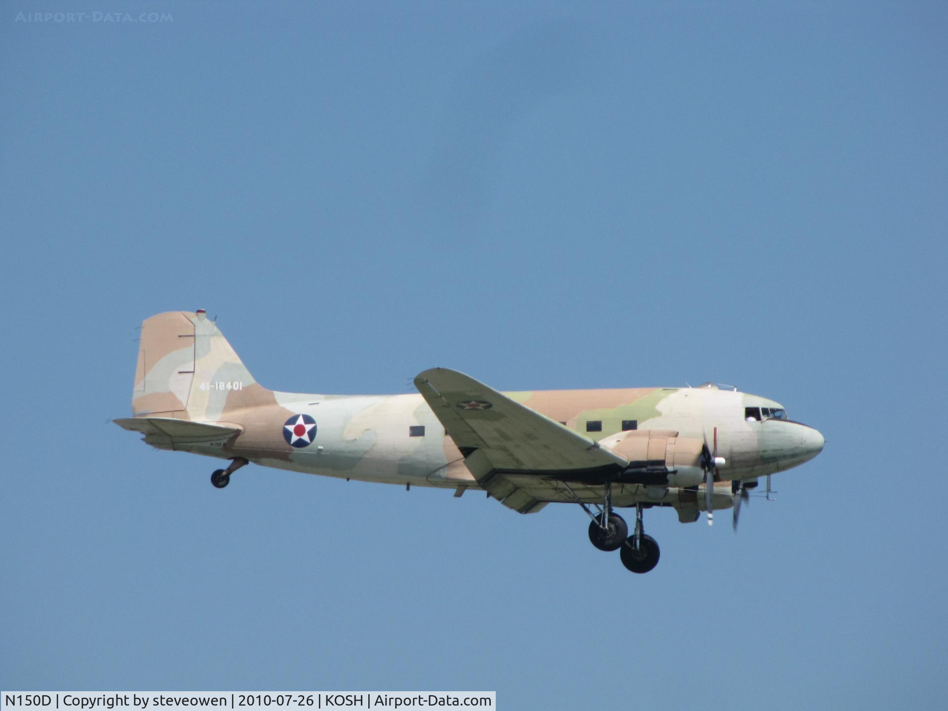 N150D, 1944 Douglas DC3C-S1C3G (C-47A) C/N 20195, Part of the Mass arrivals at Oshkosh EAA airshow