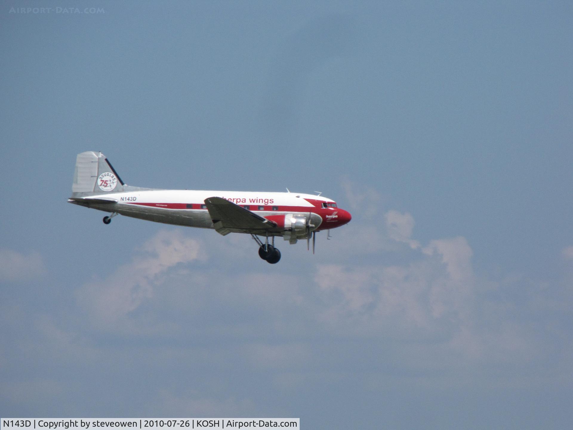 N143D, 1938 Douglas DC-3A-S4C4G C/N 2054, On Finals at Oshkosh During the Mass arrival of DC-3's