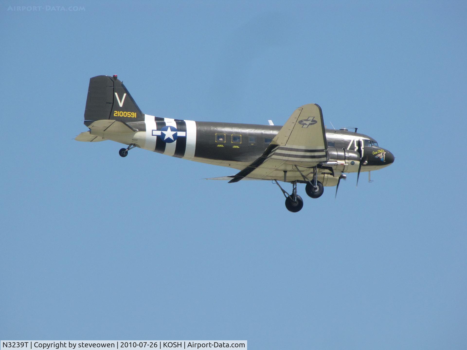 N3239T, 1943 Douglas DC3C-S1C3G (C-47A-65-DL) C/N 19054, Landing at Oshkosh during the Mass arrival of DC-3's