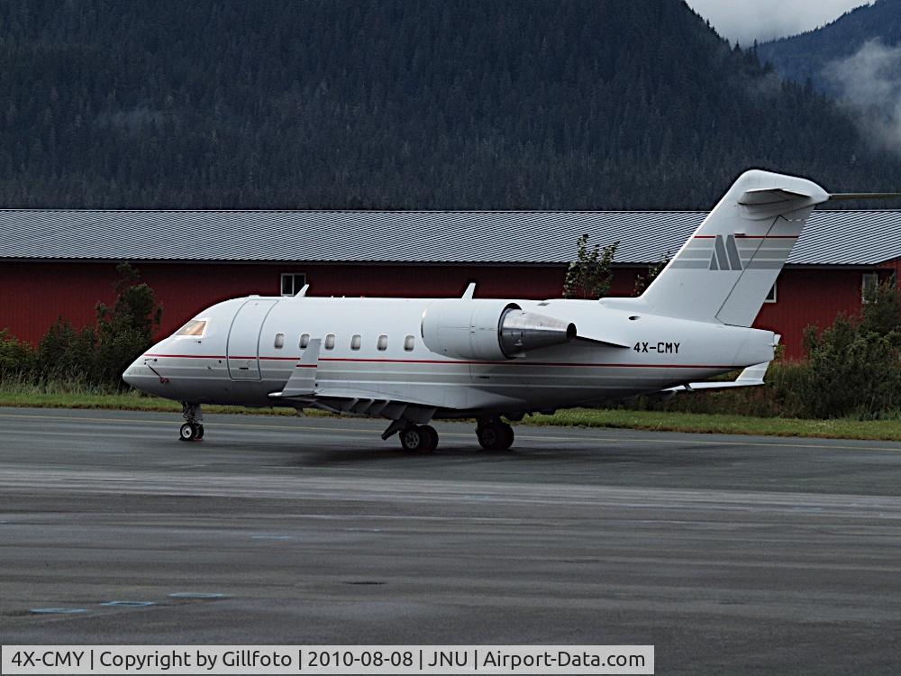 4X-CMY, 1998 Bombardier Challenger 604 (CL-600-2B16) C/N 5388, Visiting the state capital of Alaska; Juneau for the last couple of weeks. Think the passengers were cruising on Superyacht, either Timoneer or Blue Moon