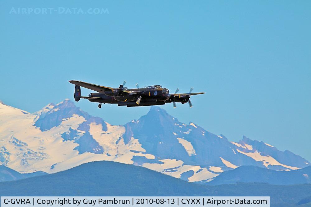 C-GVRA, 1945 Victory Aircraft Avro 683 Lancaster BX C/N FM 213 (3414), Performing at the 2010 Abbotsford Airshow.  What a thrill to be able to see it fly.  Unfortunately the light was not in my favor photography wise.