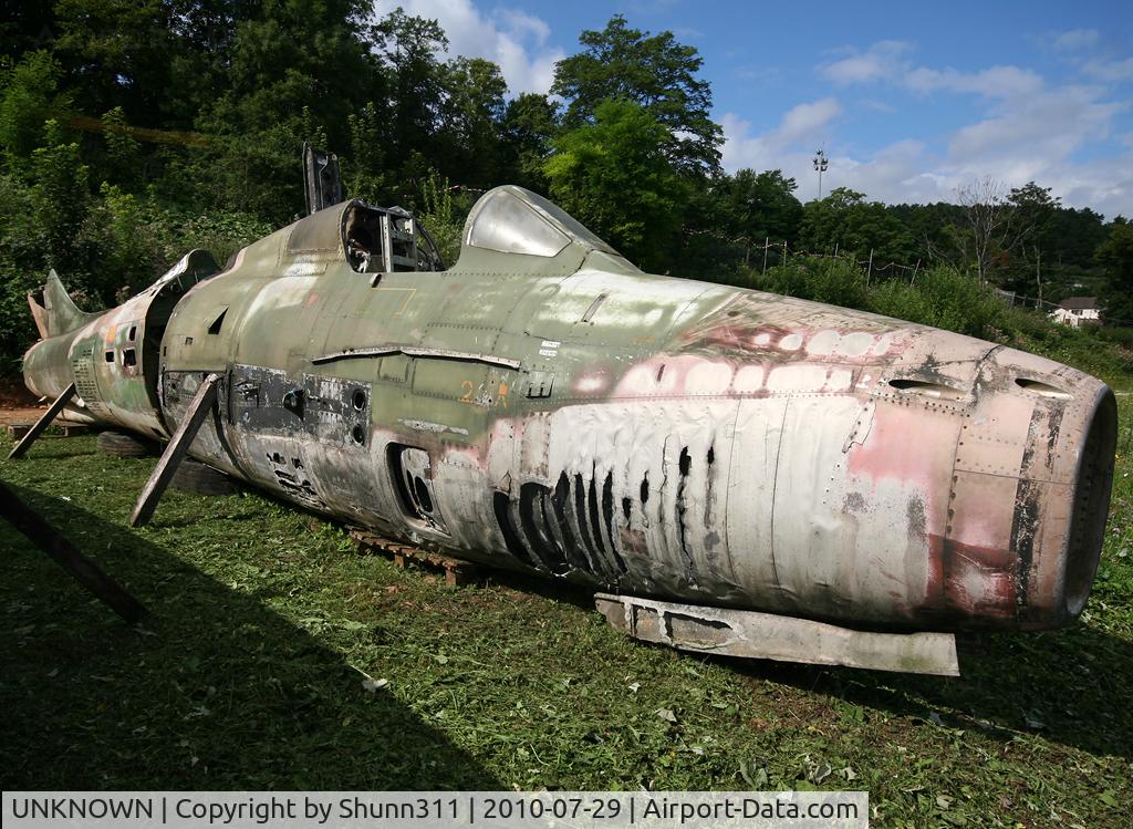 UNKNOWN, Miscellaneous Various C/N unknown, Belgium Air Force F-84F stored inside Savigny-les-Beaune Museum...