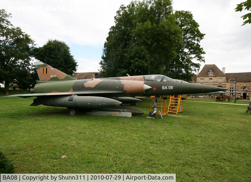 BA08, SABCA Mirage 5BA C/N 08, Preserved Belgium Air Force Mirage 5 inside Savigny-les-Beaune Museum...