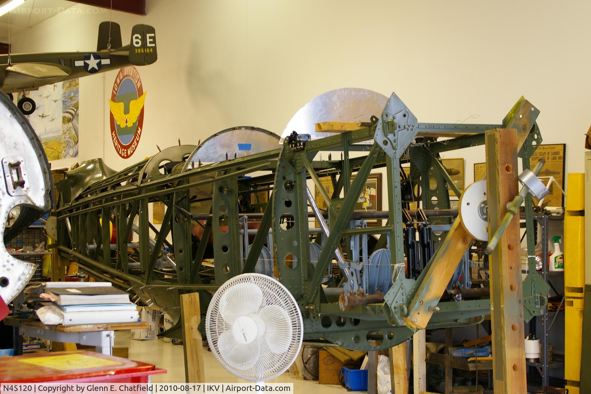 N45120, 1941 Naval Aircraft Factory N3N-3 C/N 4494, Undergoing rebuild