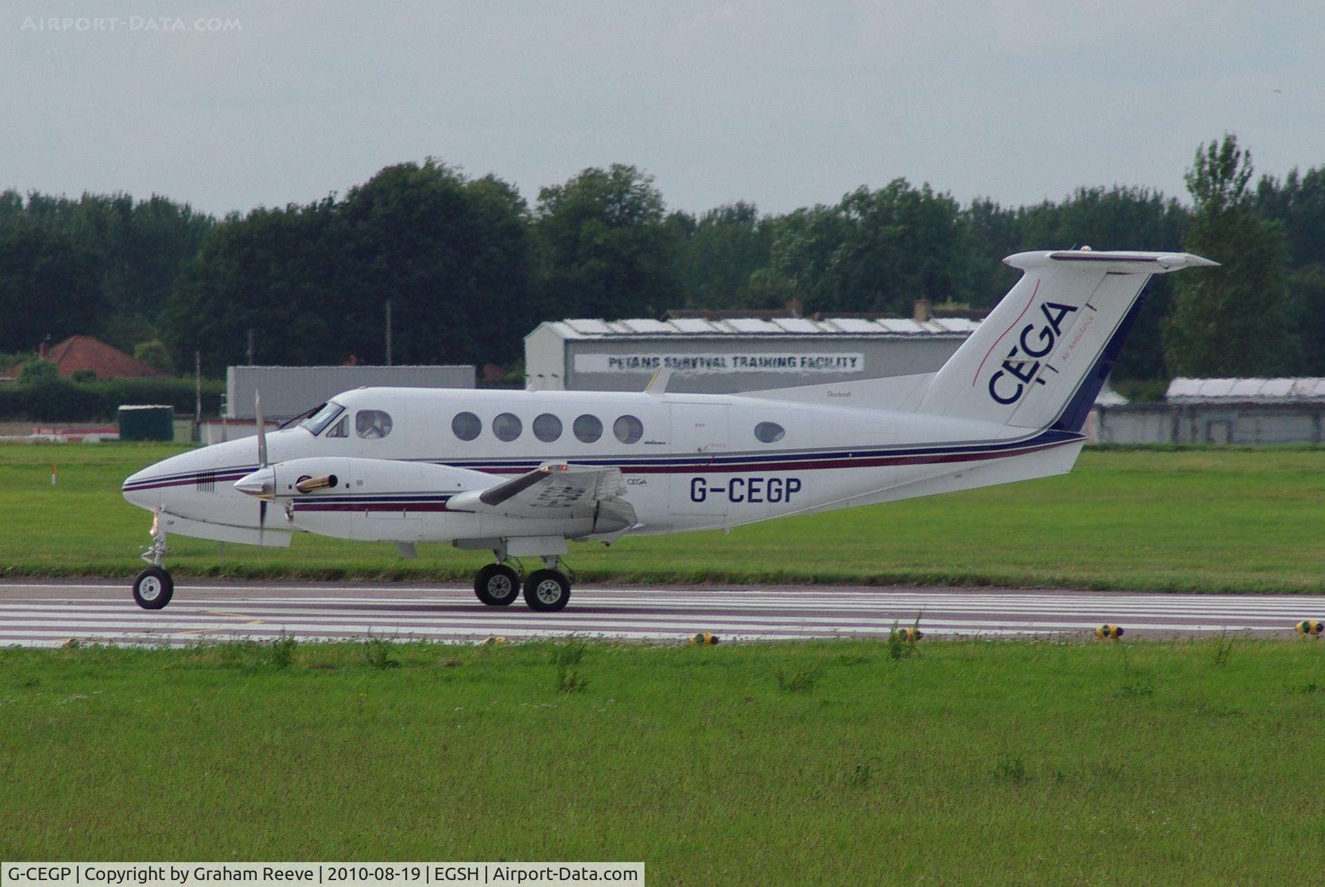 G-CEGP, 1980 Beech 200 Super King Air C/N BB-726, About to depart.