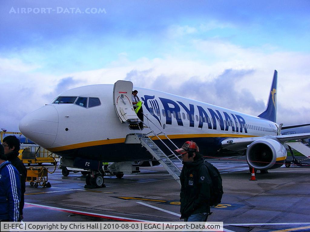 EI-EFC, 2009 Boeing 737-8AS C/N 35015, disembarking from EI-EFC after arriving at Belfast City Airport