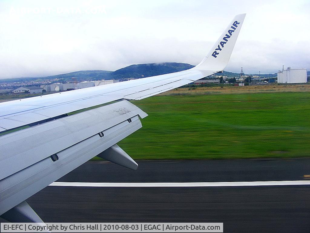 EI-EFC, 2009 Boeing 737-8AS C/N 35015, touchdown at Belfast City Airport onboard Ryanair B737 EI-EFC