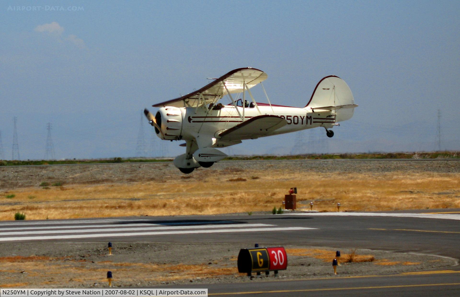 N250YM, 1994 Classic Aircraft Corp WACO YMF C/N F5C-059, 1994 Classic Aircraft Corp WACO YMF on final at San Carlos, CA