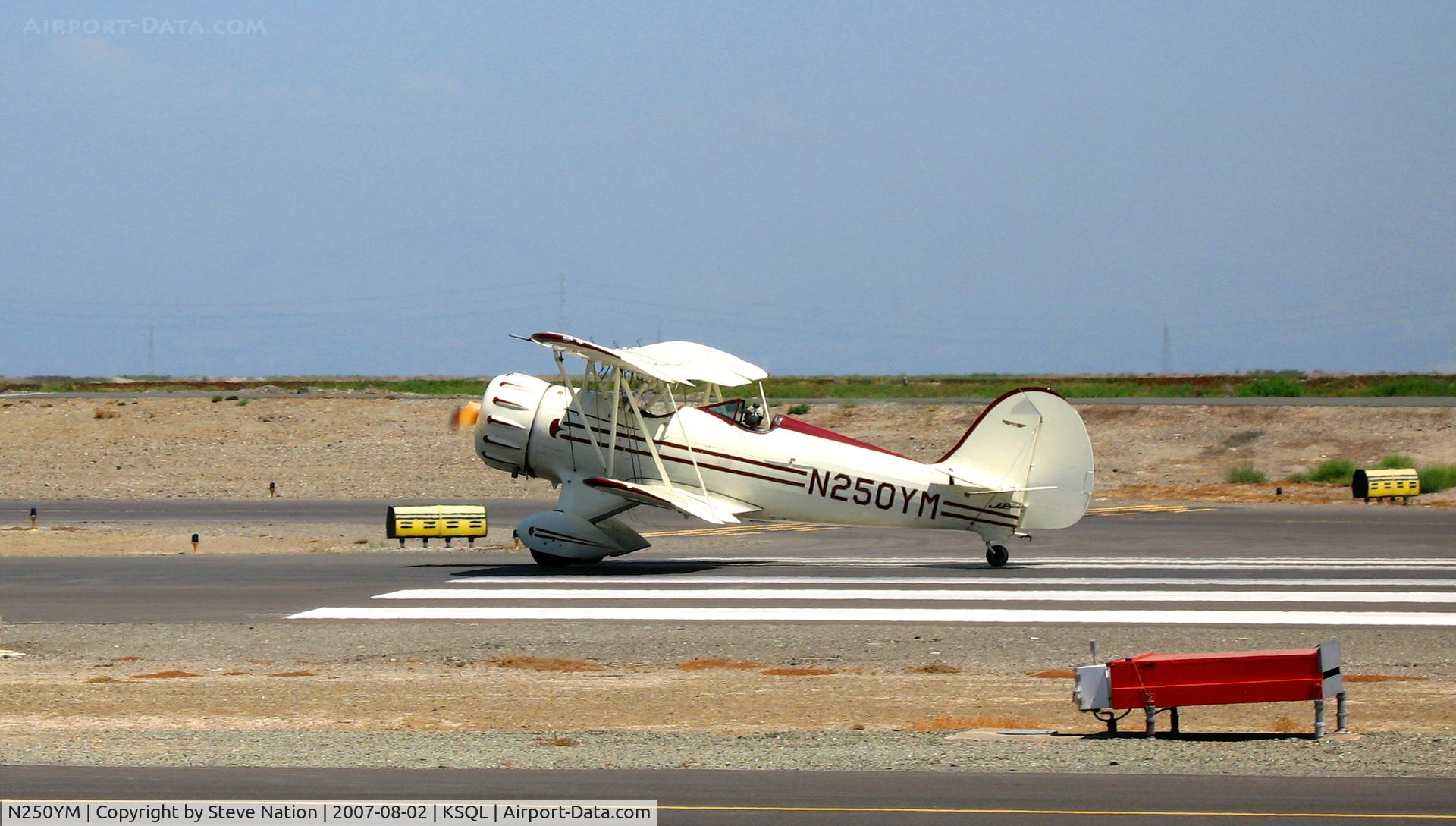 N250YM, 1994 Classic Aircraft Corp WACO YMF C/N F5C-059, 1994 Classic Aircraft Corp WACO YMF on take-off at San Carlos, CA