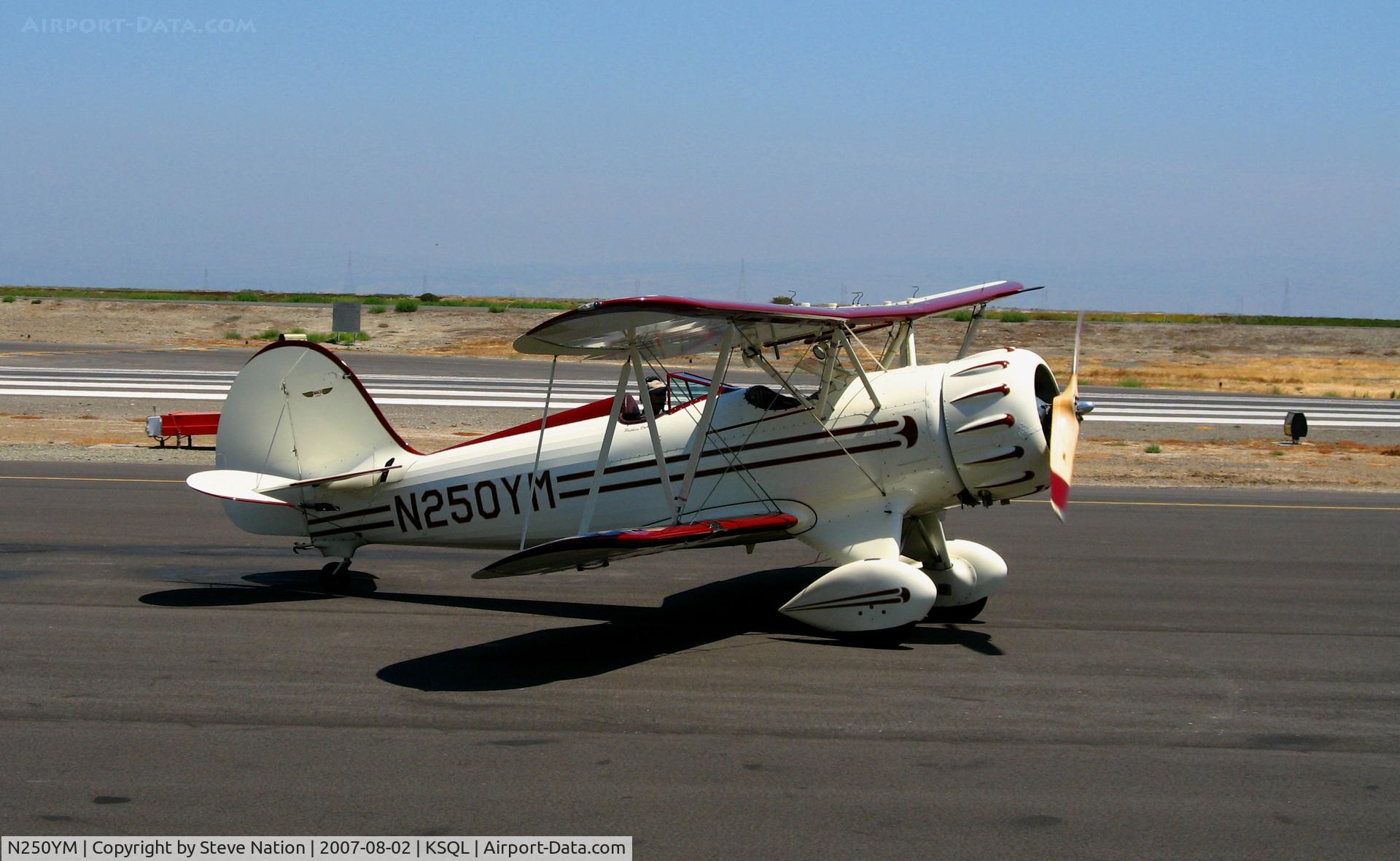 N250YM, 1994 Classic Aircraft Corp WACO YMF C/N F5C-059, 1994 Classic Aircraft Corp WACO YMF taxiing at San Carlos, CA