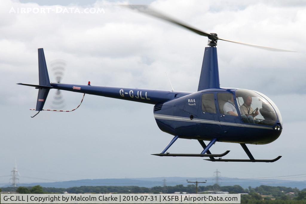 G-CJLL, 2007 Robinson R44 Raven II C/N 11588, Robinson R44 Raven ll departing Fishburn Airfield in July 2010.