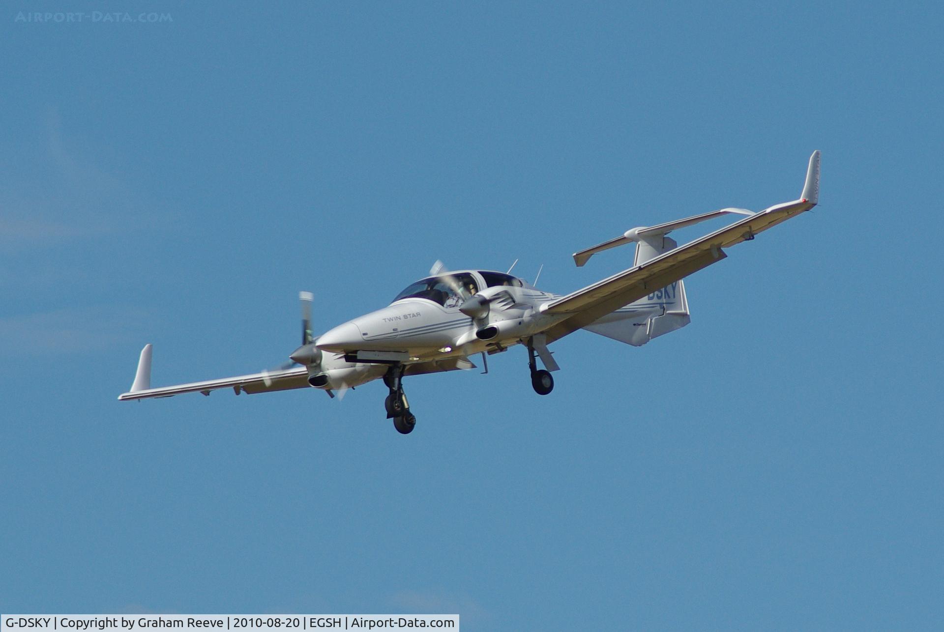 G-DSKY, 2005 Diamond DA-42 Twin Star C/N 42.084, Landing at Norwich.
