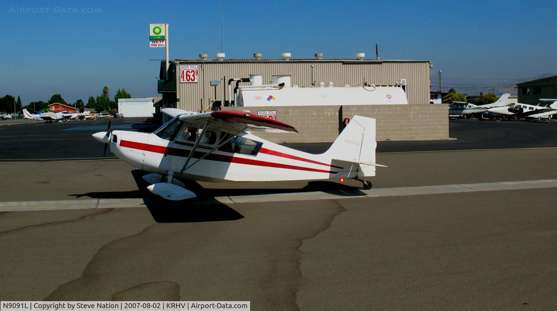 N9091L, 1970 Champion 7ECA Citabria C/N 784-70, Amelia Reid Aviation 1970 Champ 7ECA taxiing at Reid-Hillview Airport (San Jose), CA - daughter of the founder of Reid's Hillview Airport