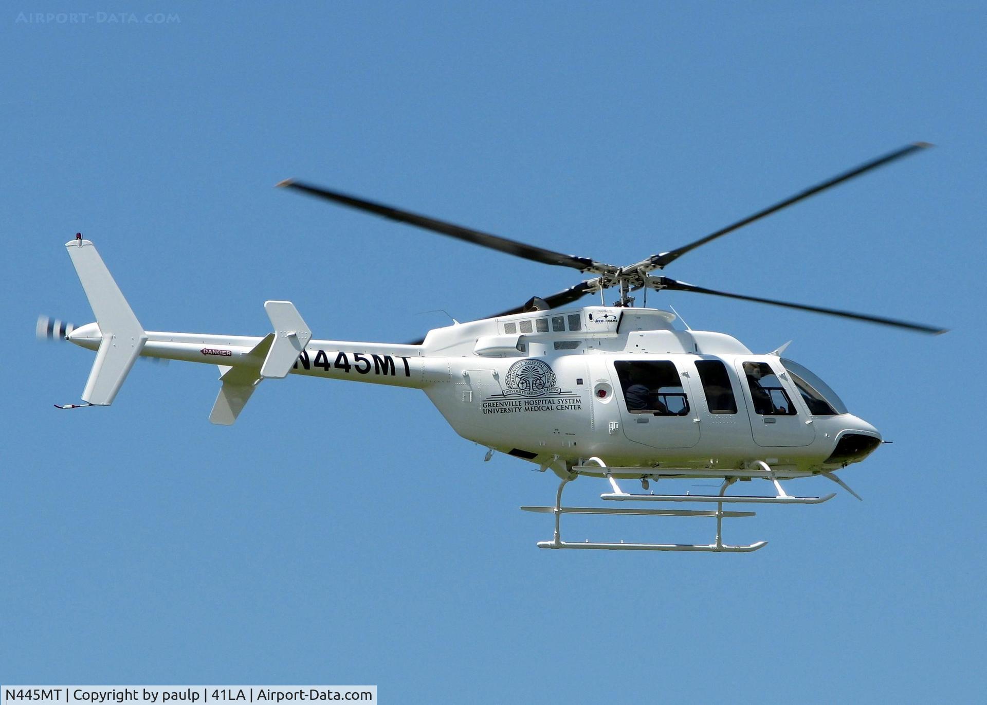 N445MT, Bell 407 C/N 53959, Departing Metro Aviation/Downtown Shreveport.