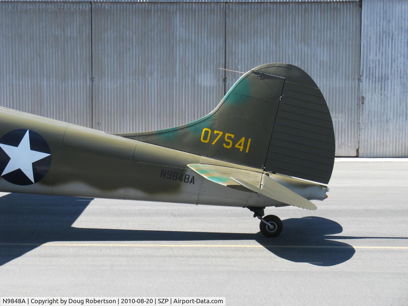N9848A, 1950 Cessna 190 C/N 7541, 1950 Cessna 190 as U. S. Army LC-126, Jacobs R-755-A2c 300 Hp upgrade, tail
